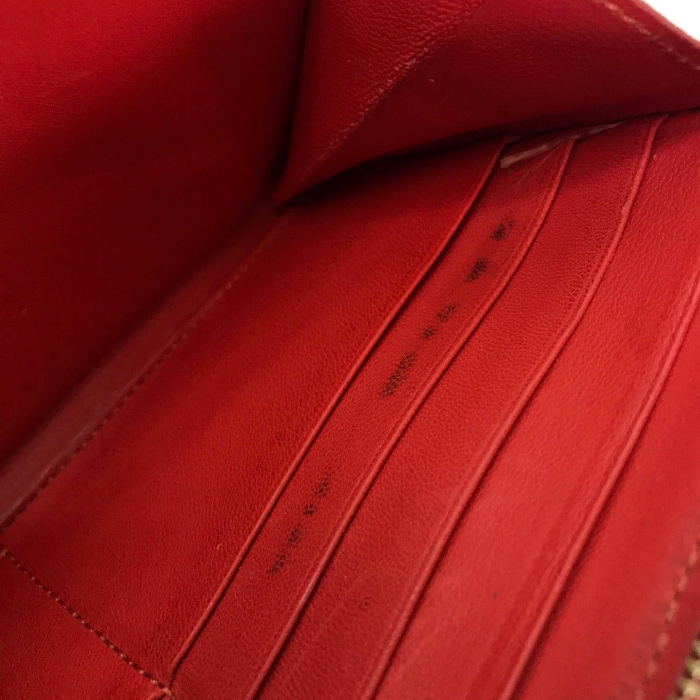 CELINE Long Wallet Purse leather Red Large zipped wallet Women Used Authentic