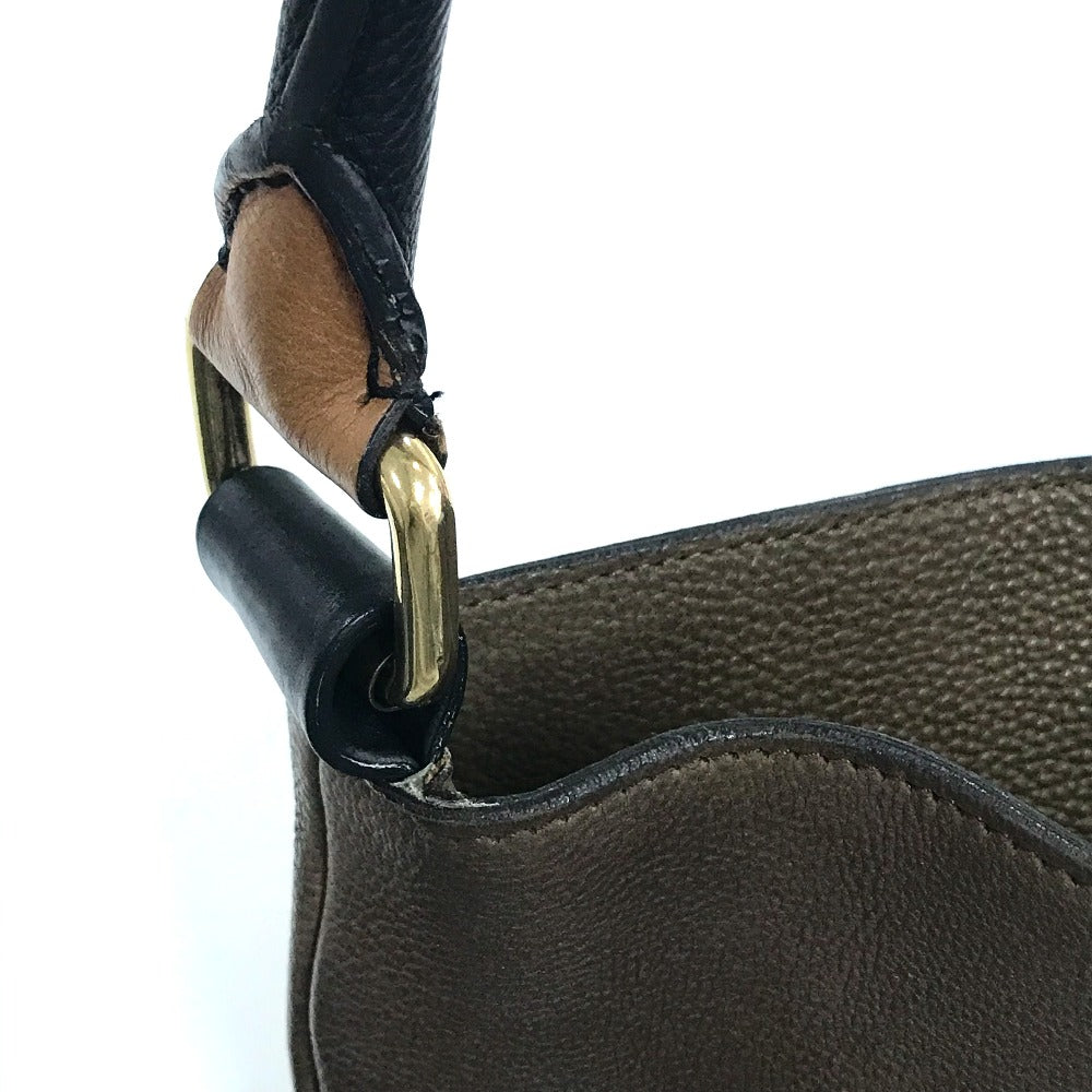CELINE Shoulder Bag leather Brown bicolor stripes Tote Bag