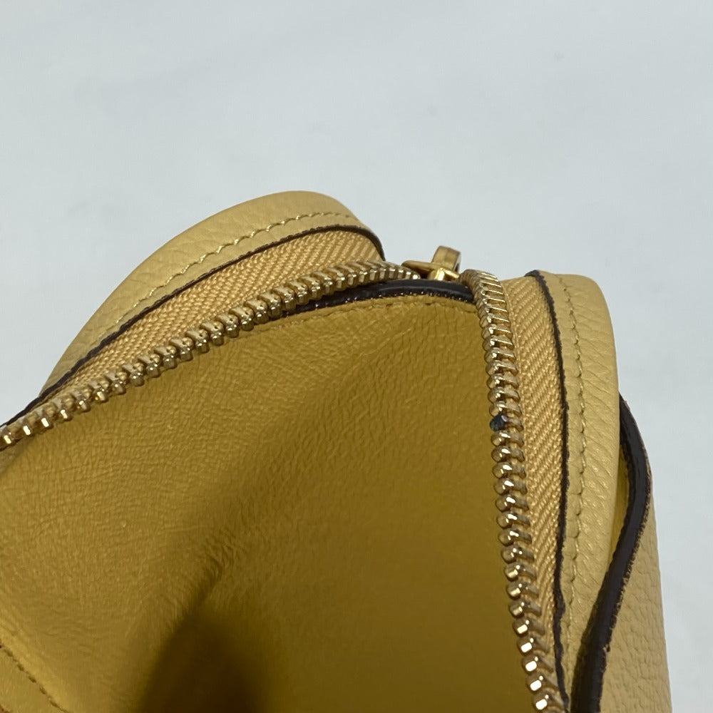 CELINE Shoulder Bag leather yellow Belt bag mini Women Used Authentic