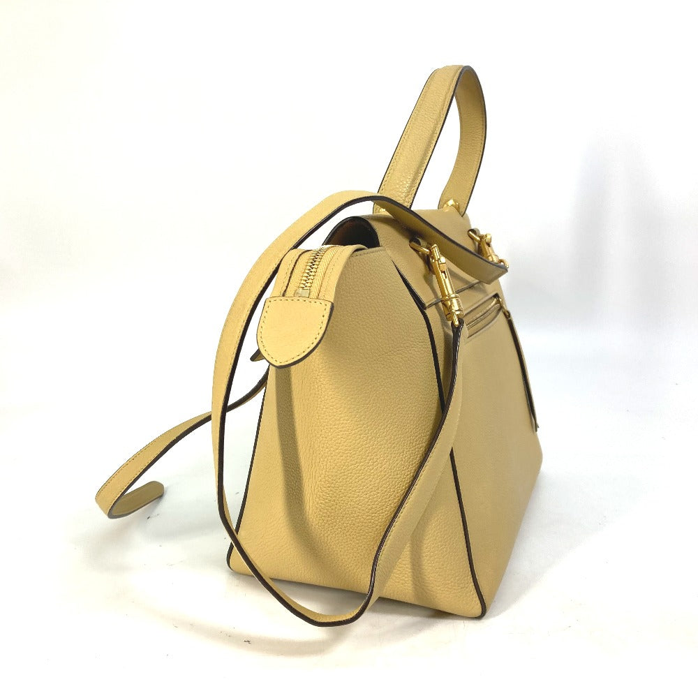 CELINE Shoulder Bag leather yellow Belt bag mini Women Used Authentic