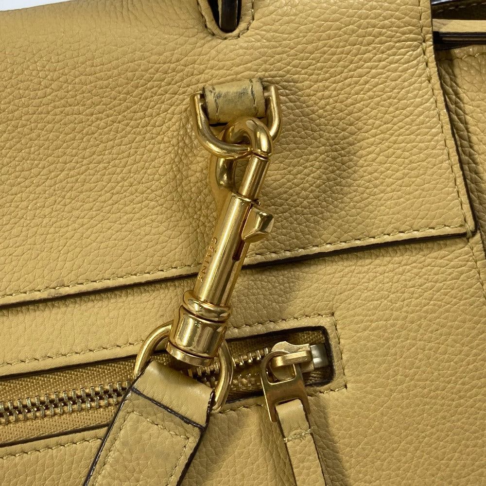 CELINE Shoulder Bag leather yellow Belt bag mini Women Used Authentic
