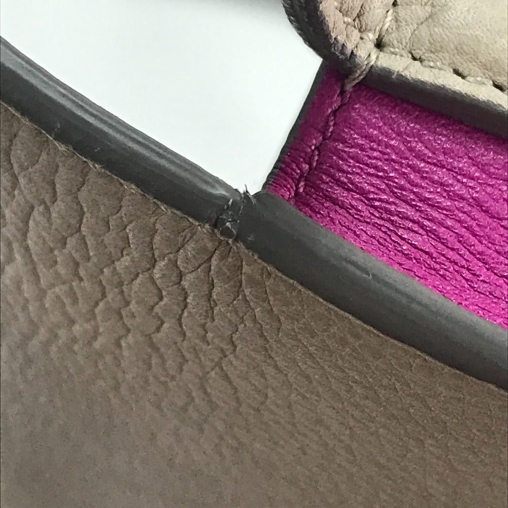 CELINE Shoulder Bag leather Gray x purple pink By color Trotter small Women Used Authentic