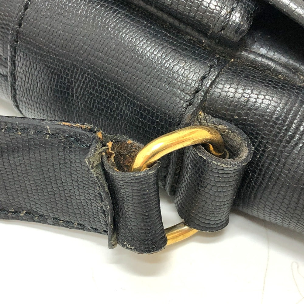 CELINE Shoulder Bag leather black Circle charm Women Used Authentic