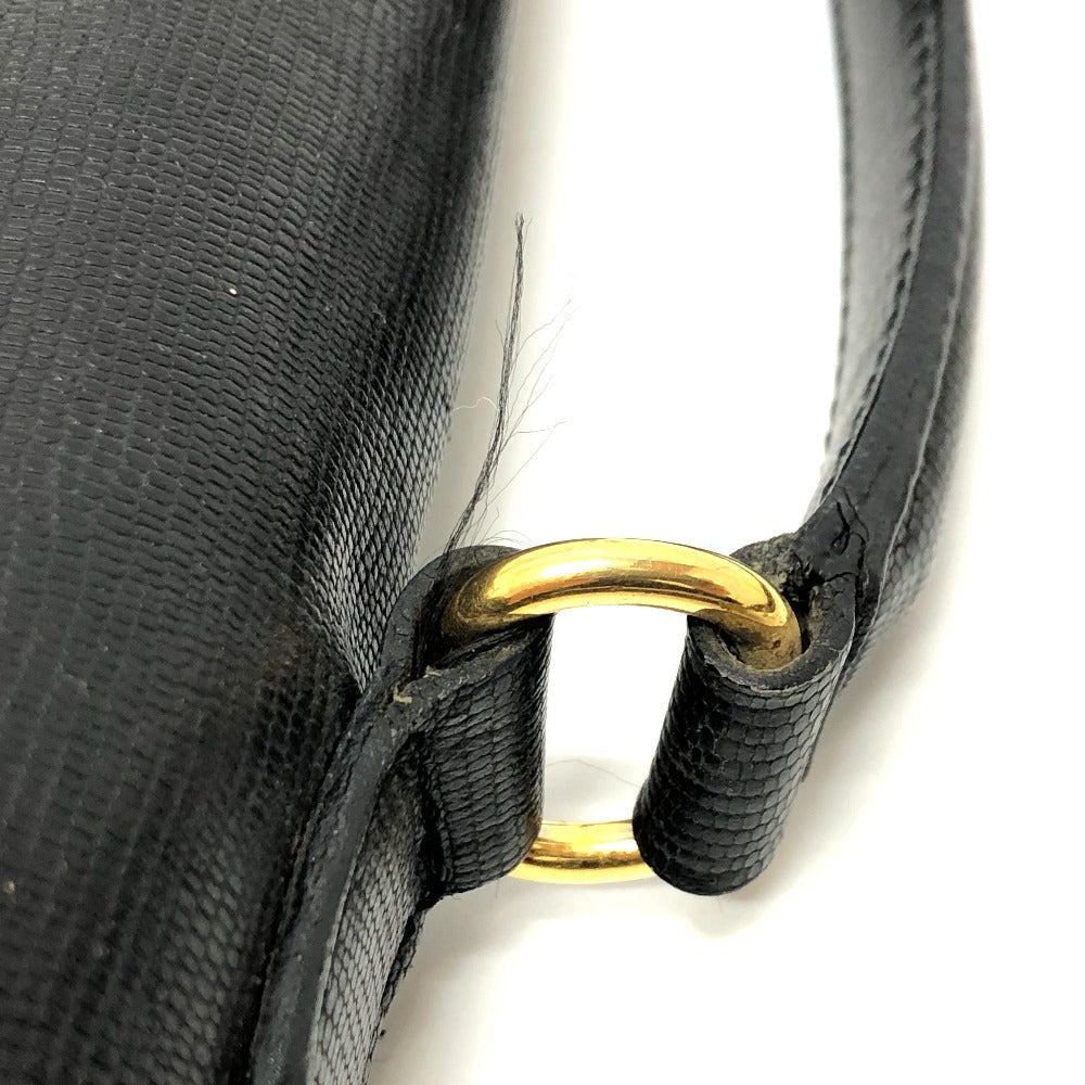 CELINE Shoulder Bag leather black Circle charm Women Used Authentic