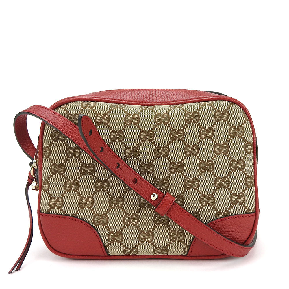 GUCCI Shoulder Bag 449413 GG canvas, leather Red Women Used Authentic