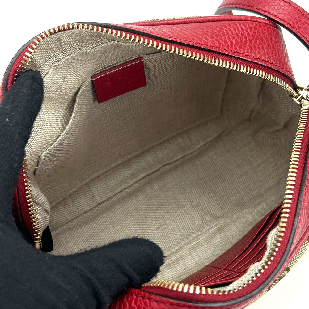 GUCCI Shoulder Bag 449413 GG canvas, leather Red Women Used Authentic
