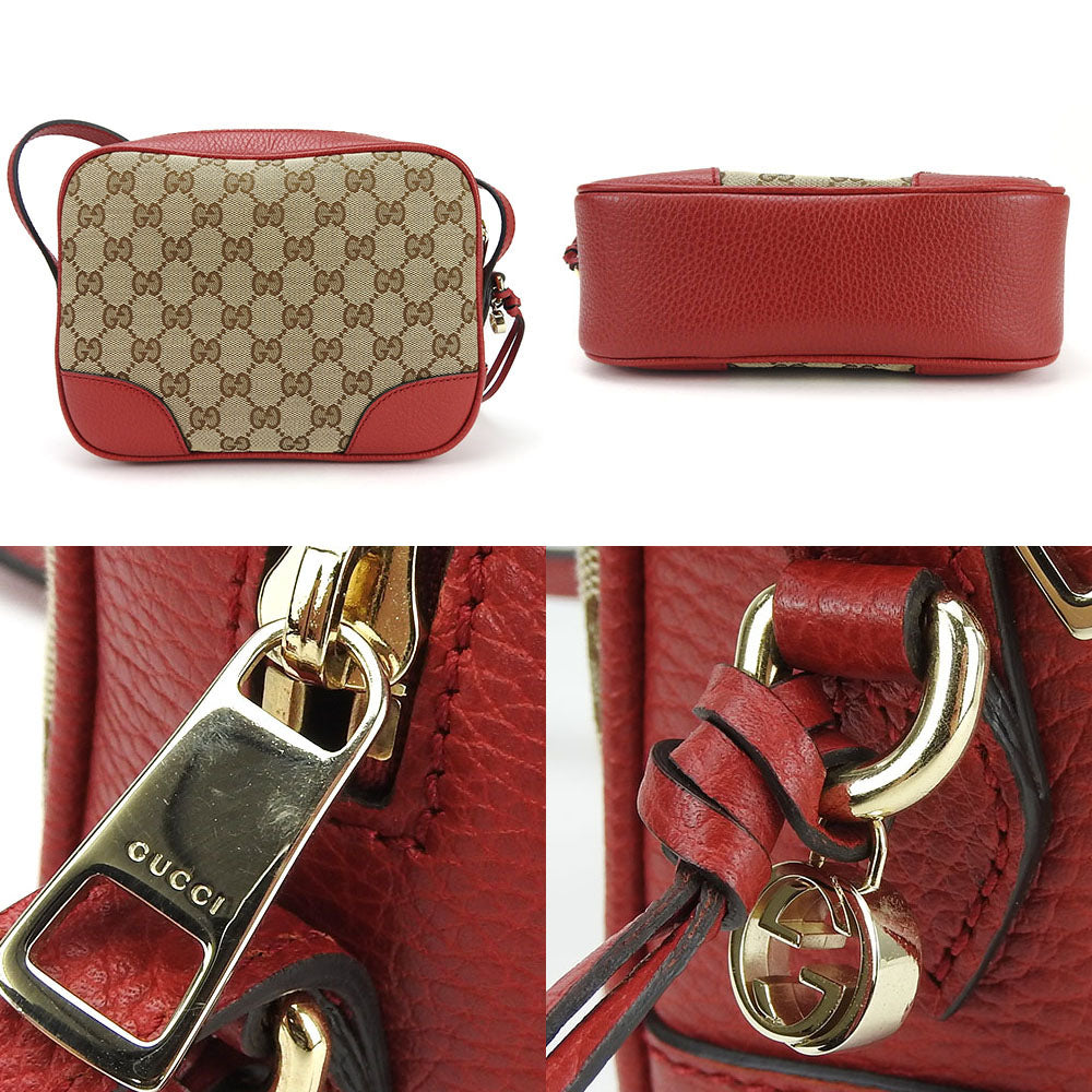 GUCCI Shoulder Bag 449413 GG canvas, leather Red Women Used Authentic