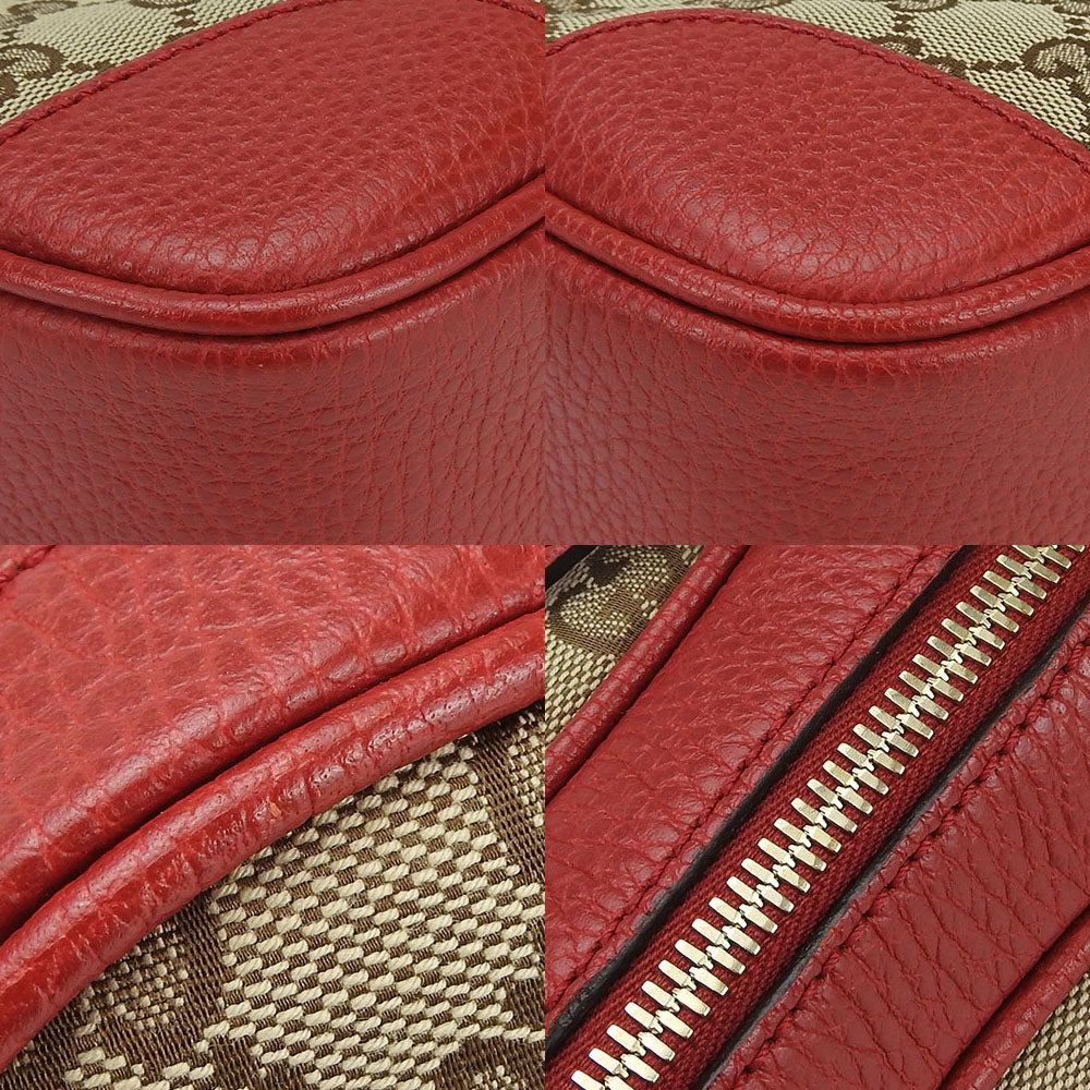 GUCCI Shoulder Bag 449413 GG canvas, leather Red Women Used Authentic