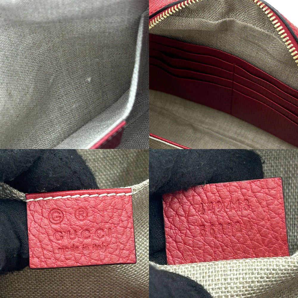 GUCCI Shoulder Bag 449413 GG canvas, leather Red Women Used Authentic