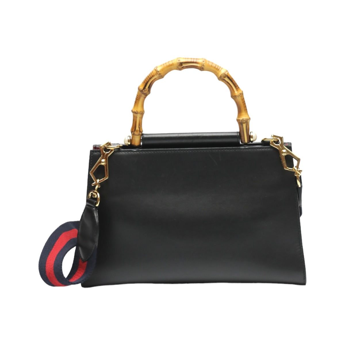 GUCCI Handbag 459076 leather black Bamboo leather 2 way bag Women Used Authentic