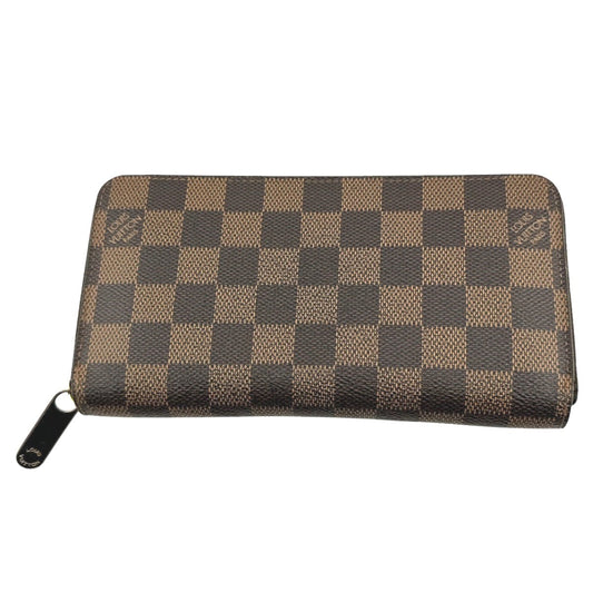 LOUIS VUITTON Long Wallet Purse N60015 Damier canvas Ebene Zip Around Damier Zippy wallet unisex(Unisex) Used Authentic