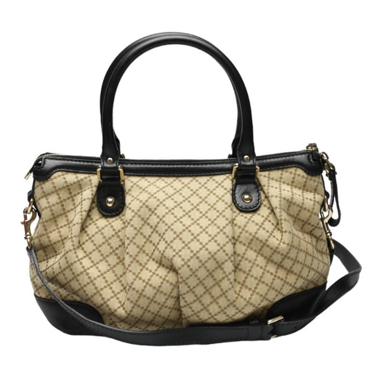 GUCCI Shoulder Bag 247902 canvas Black x beige 2WAYShoulder Bag Diamante Women Used Authentic
