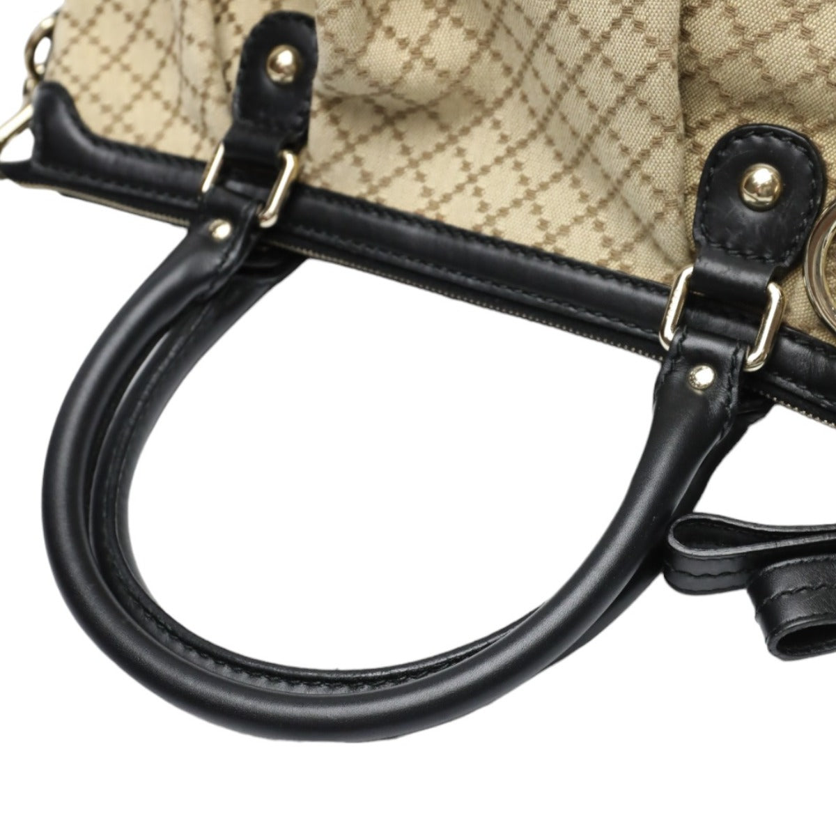 GUCCI Shoulder Bag 247902 canvas Black x beige 2WAYShoulder Bag Diamante Women Used Authentic