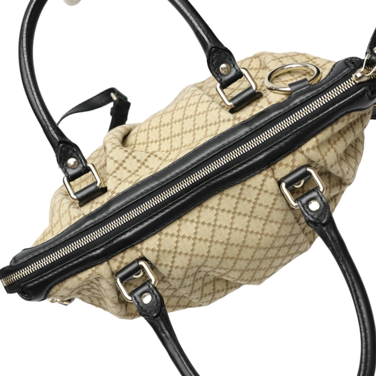 GUCCI Shoulder Bag 247902 canvas Black x beige 2WAYShoulder Bag Diamante Women Used Authentic