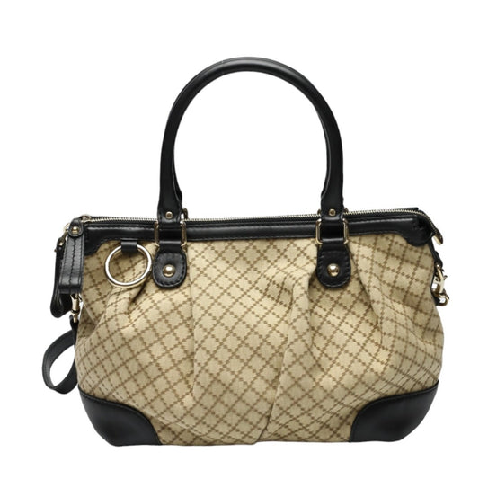 GUCCI Shoulder Bag 247902 canvas Black x beige 2WAYShoulder Bag Diamante Women Used Authentic