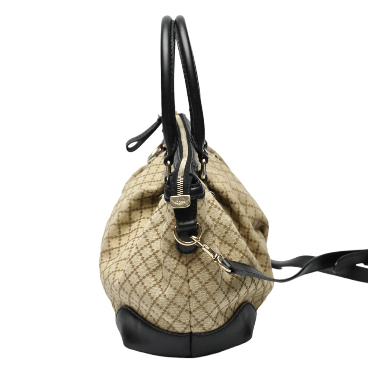 GUCCI Shoulder Bag 247902 canvas Black x beige 2WAYShoulder Bag Diamante Women Used Authentic