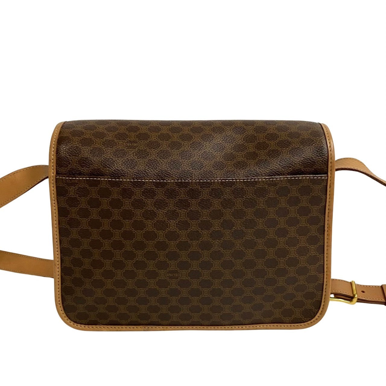 CELINE Shoulder Bag Leather, PVC Brown Macadam Blason Triomphe Pattern Women Used Authentic