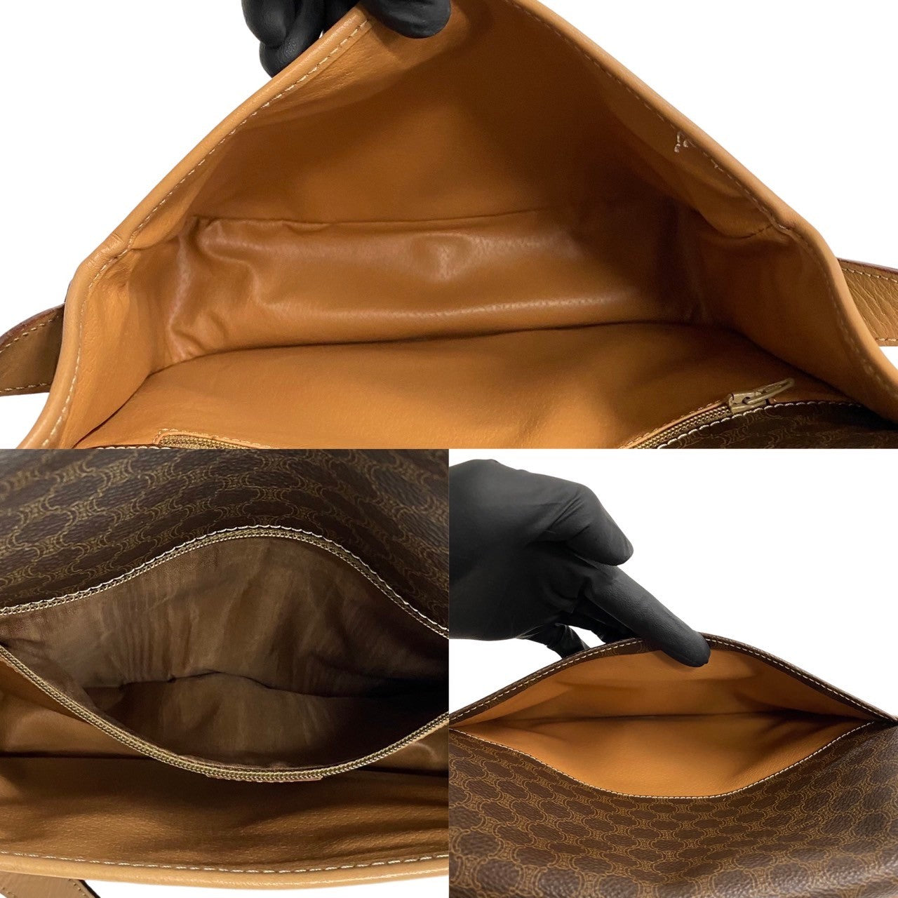 CELINE Shoulder Bag Leather, PVC Brown Macadam Blason Triomphe Pattern Women Used Authentic