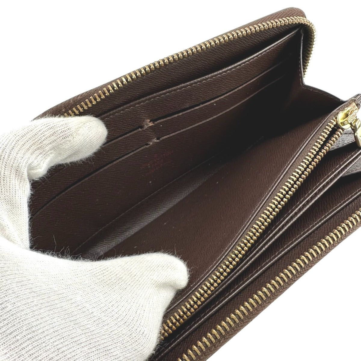 LOUIS VUITTON Long Wallet Purse N60015 Damier canvas Ebene Damier Zip Around