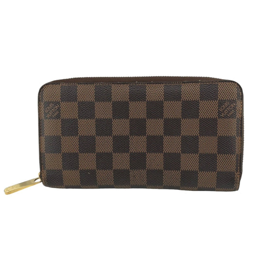 LOUIS VUITTON Long Wallet Purse N60015 Damier canvas Ebene Damier Zip Around