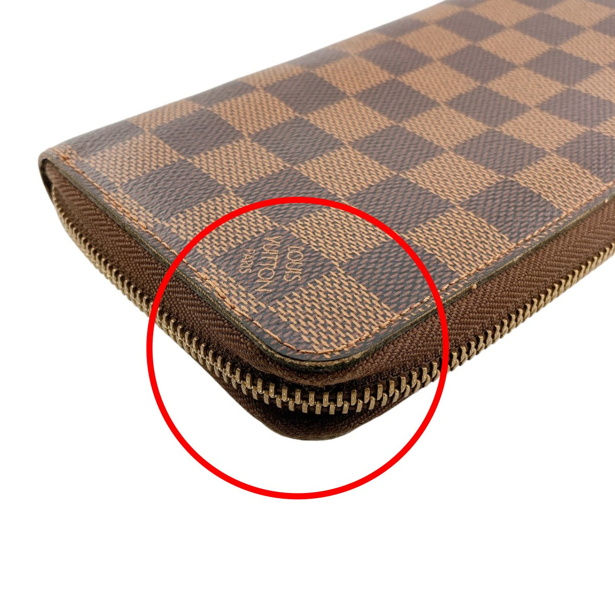 LOUIS VUITTON Long Wallet Purse N60015 Damier canvas Ebene Damier Zip Around
