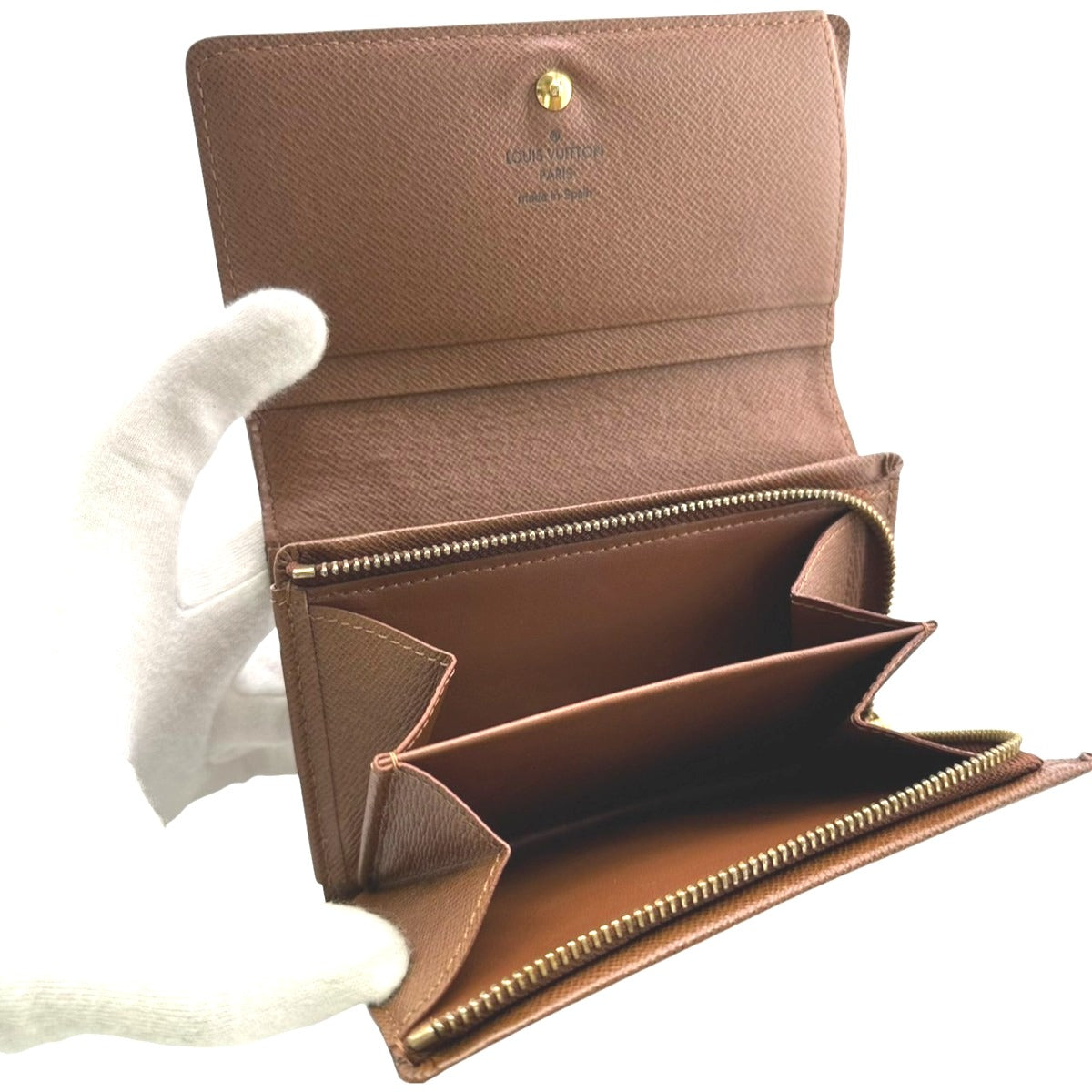 LOUIS VUITTON Bifold Wallet M61736 Monogram canvas Brown L-shaped fastener Monogram Porto Monevier Tresor unisex(Unisex) Used Authentic