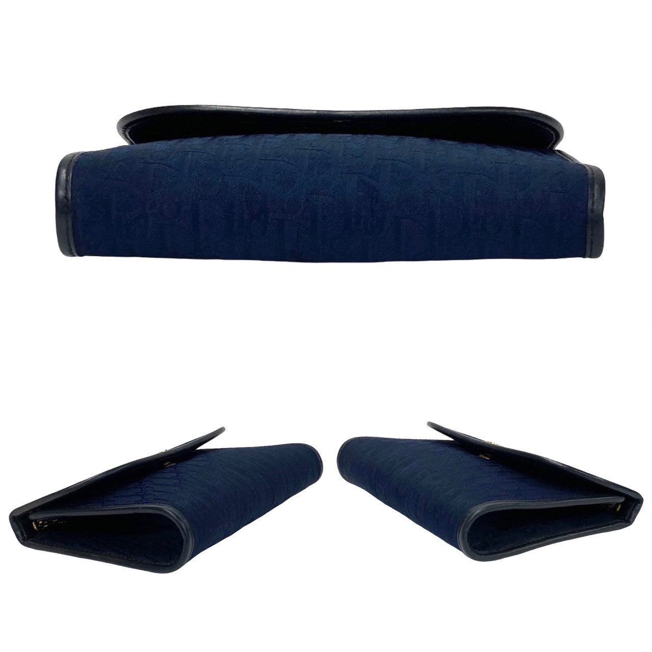Dior Shoulder Bag Canvas, Leather Navy Trotter Women Used Authentic