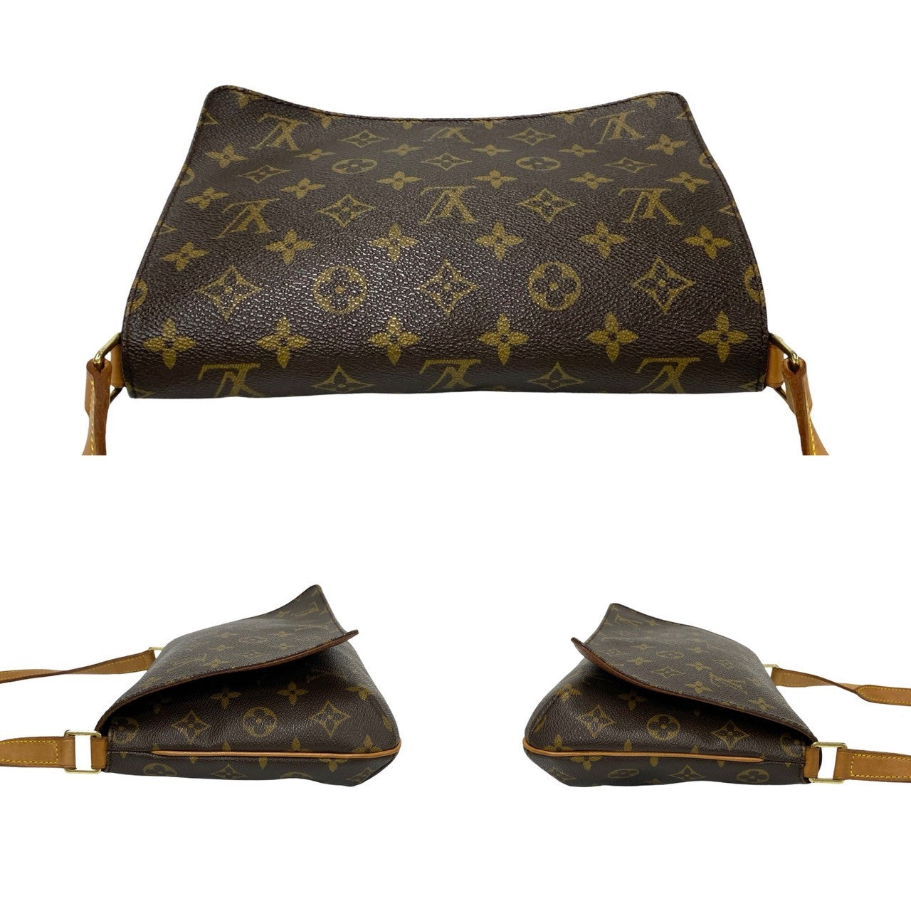 LOUIS VUITTON Shoulder Bag M511257 Leather, PVC Brown Musette tango short Women Used Authentic