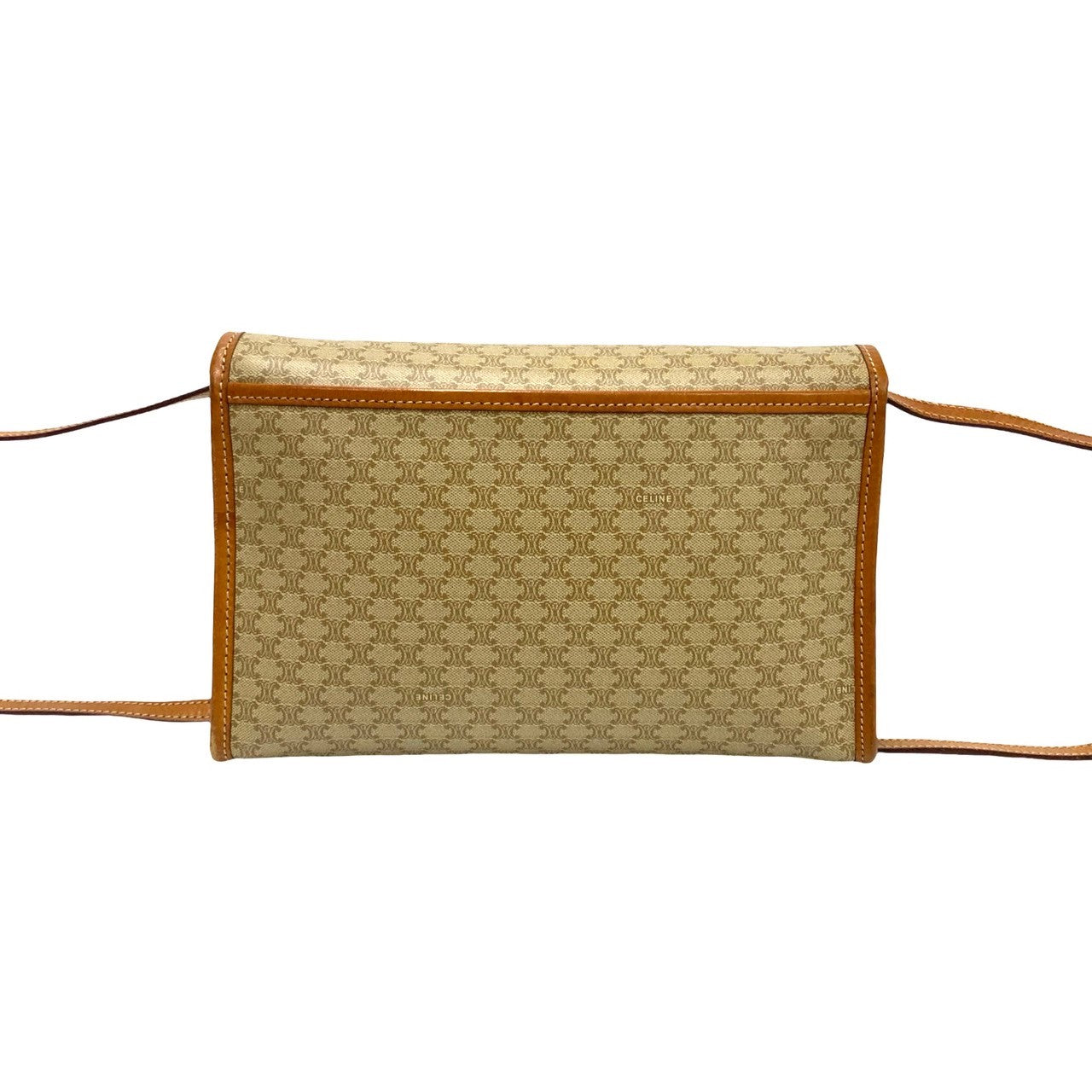 CELINE Shoulder Bag Leather, PVC Brown Macadam Blason Triomphe Pattern Women Used Authentic