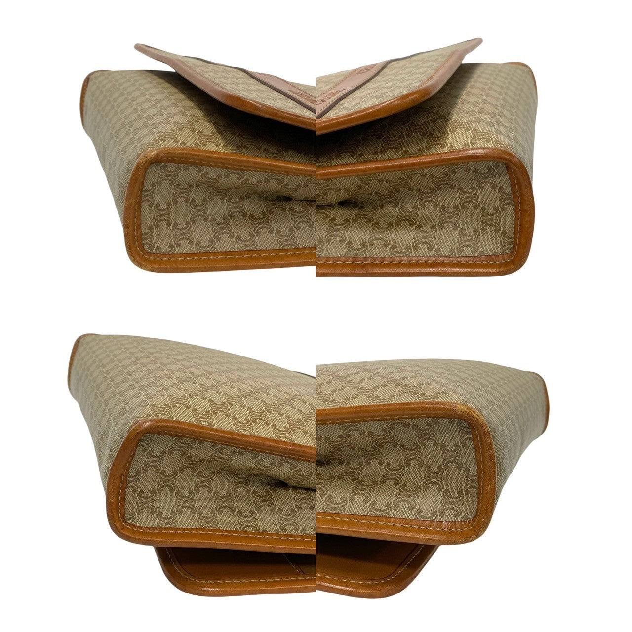 CELINE Shoulder Bag Leather, PVC Brown Macadam Blason Triomphe Pattern Women Used Authentic