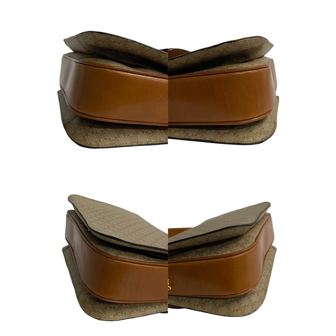 CELINE Shoulder Bag Leather, PVC Brown Macadam Blason Pattern Women Used Authentic
