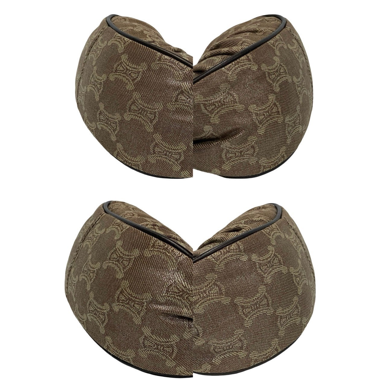 CELINE Handbag Leather, Canvas Brown Triomphe logo Pattern Women Used Authentic