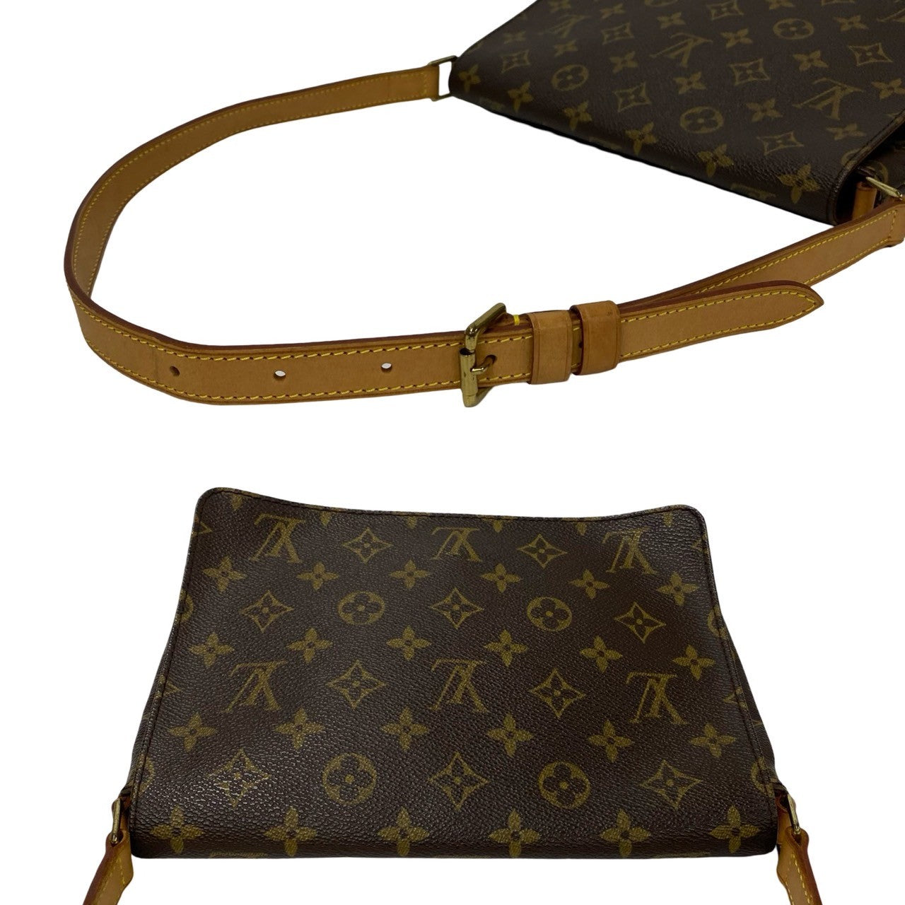 LOUIS VUITTON Shoulder Bag M51257 Leather, PVC Brown Monogram Musette tango mens(Unisex) Used Authentic