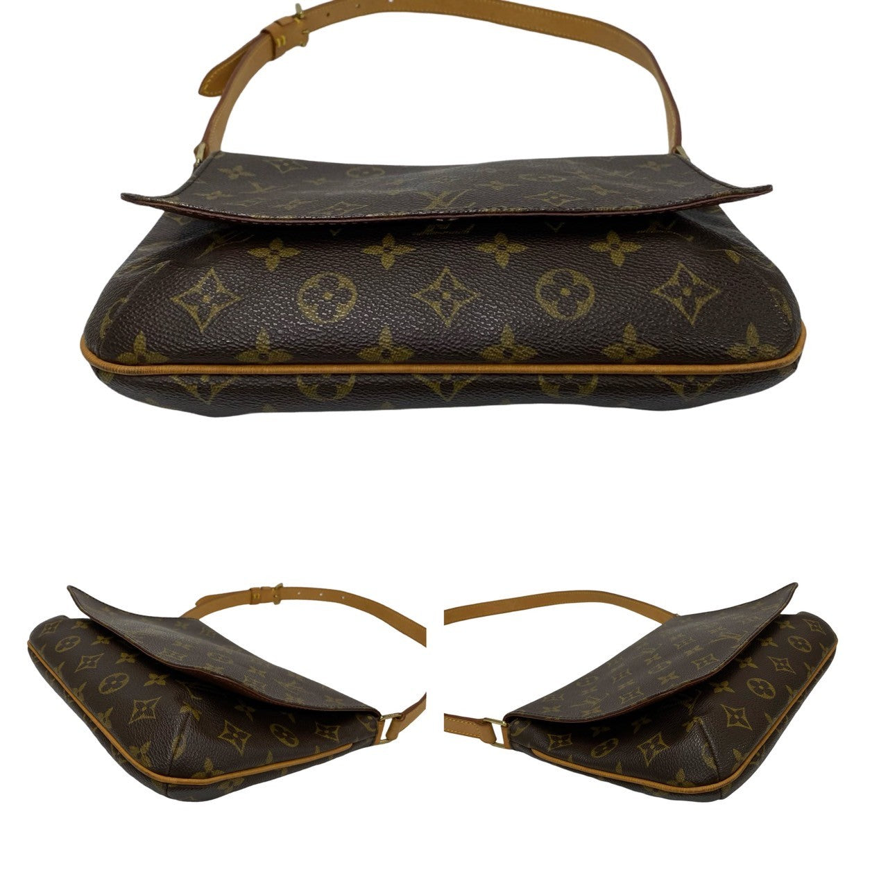 LOUIS VUITTON Shoulder Bag M51257 Leather, PVC Brown Monogram Musette tango mens(Unisex) Used Authentic