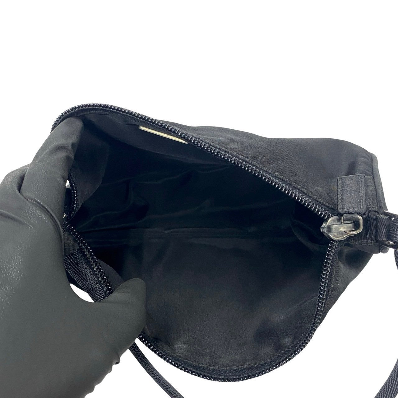 PRADA Handbag Nylon black Triangle Logo Metal Women Used Authentic