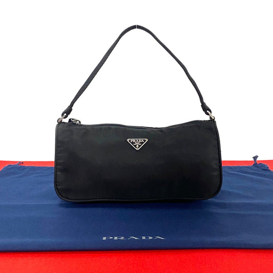 PRADA Handbag Nylon black Triangle Logo Metal Women Used Authentic