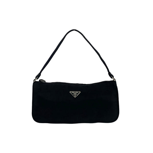 PRADA Handbag Nylon black Triangle Logo Metal Women Used Authentic
