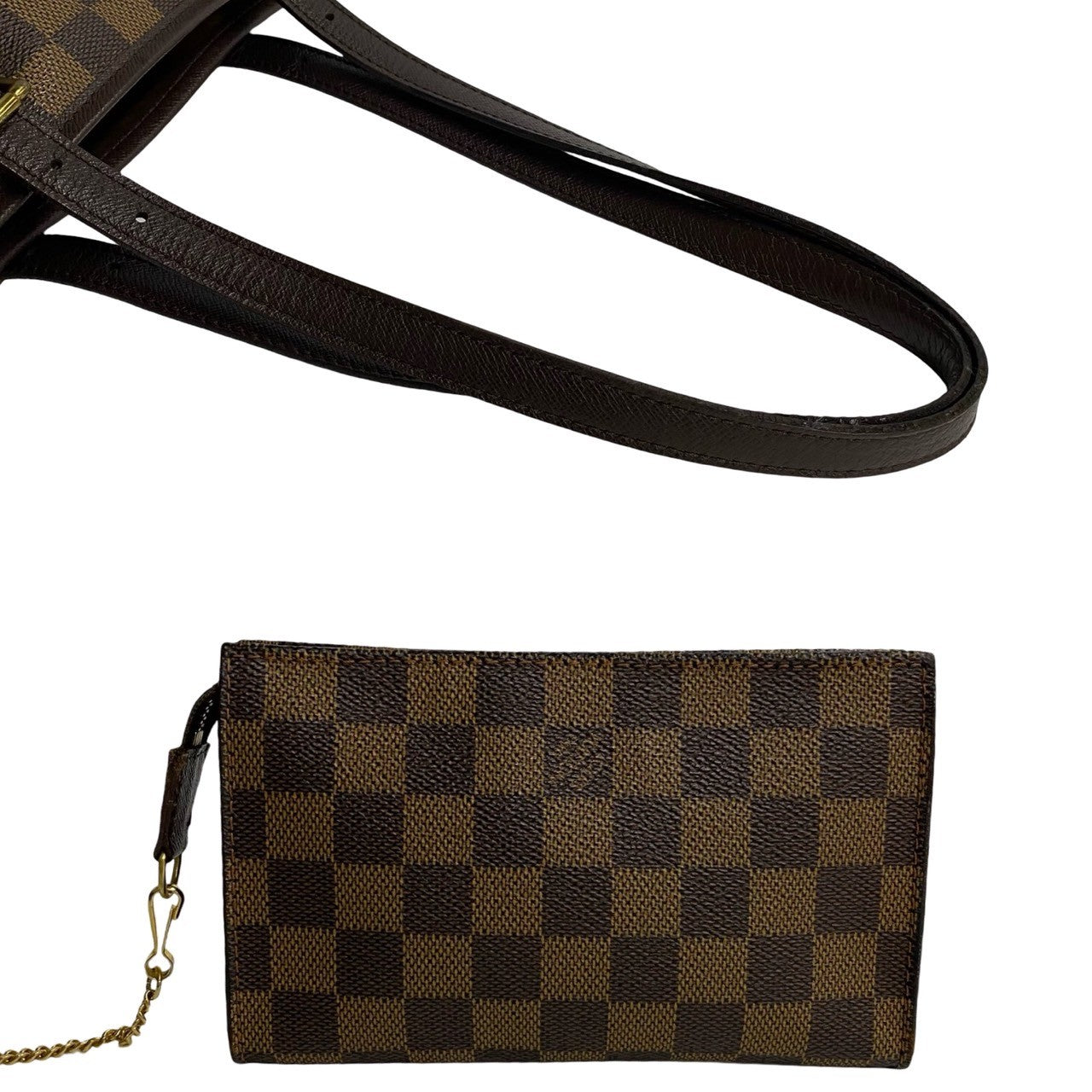 LOUIS VUITTON Tote Bag M42240 leather Brown Damier Male