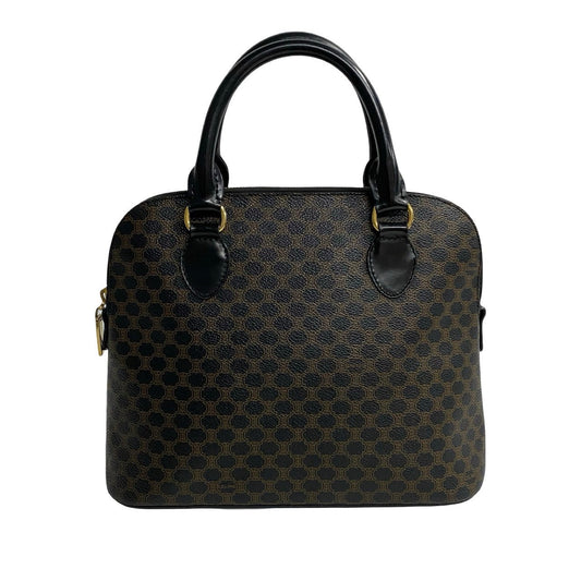 CELINE Handbag Leather, PVC black Macadam Blason Triomphe Pattern Women Used Authentic