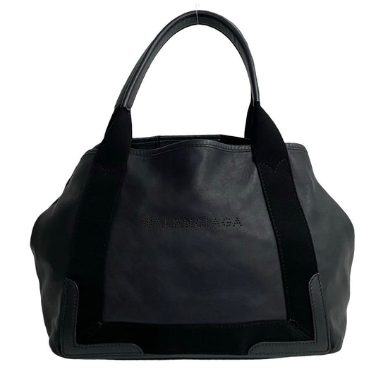 BALENCIAGA Handbag leather black Navy Cabas XS mens Used Authentic