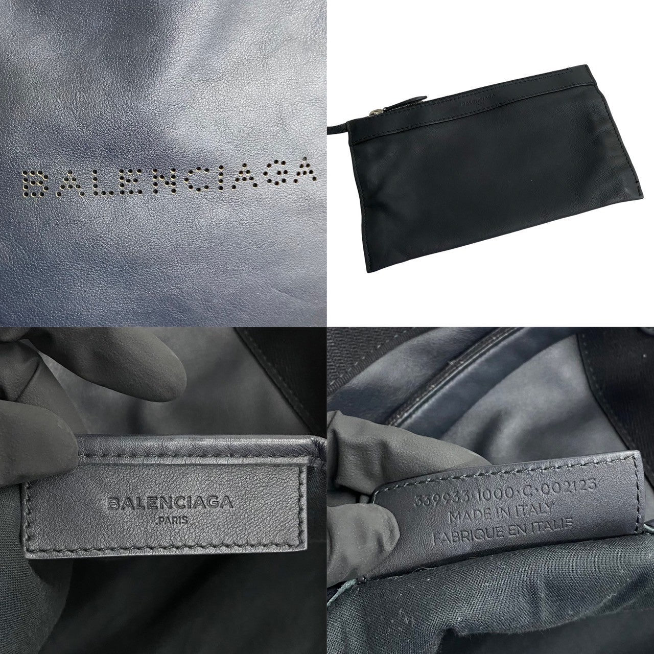 BALENCIAGA Handbag leather black Navy Cabas XS mens Used Authentic
