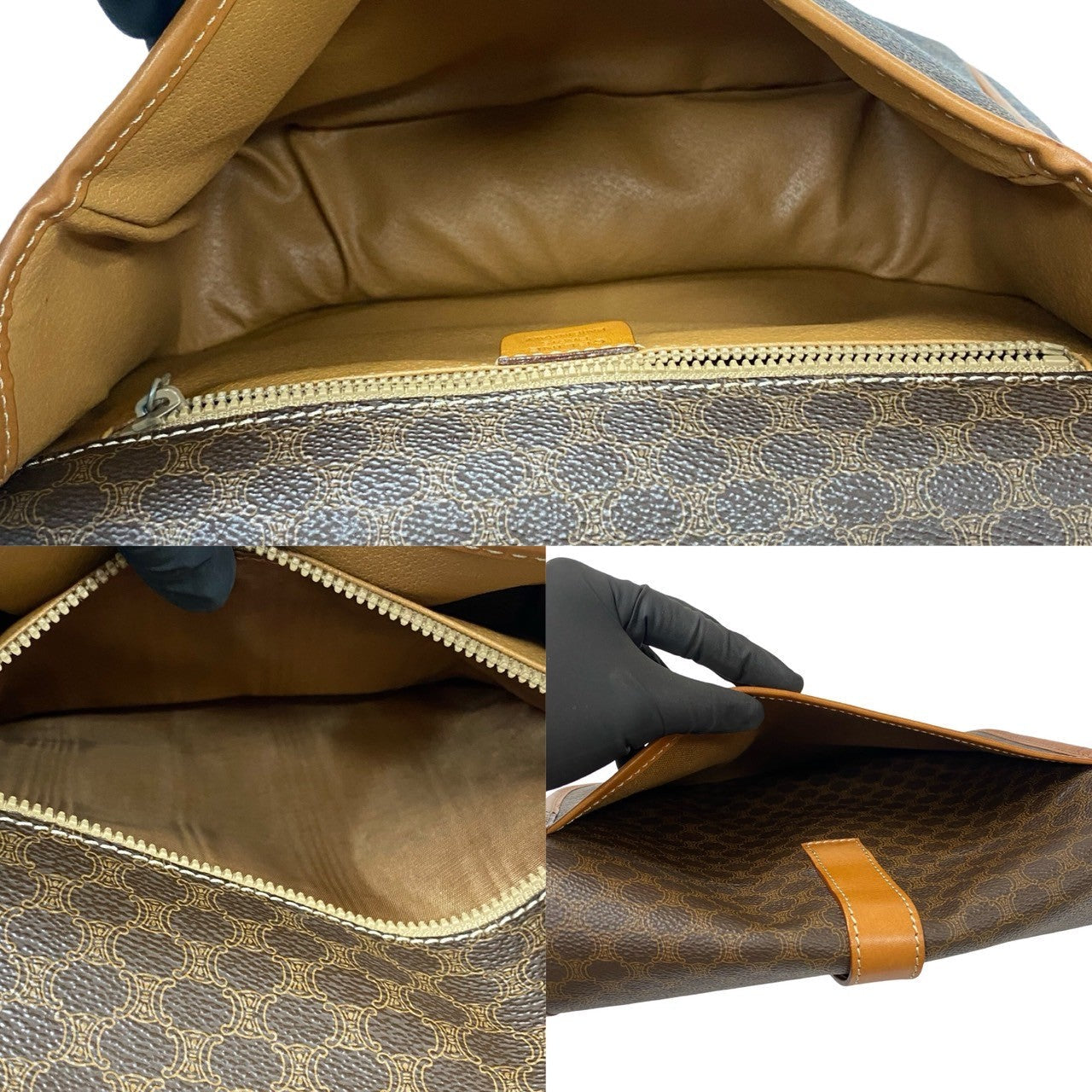 CELINE Shoulder Bag Leather, PVC Brown Macadam Blason Pattern Women(Unisex) Used Authentic