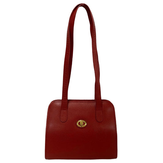 BURBERRY Tote Bag leather Red Shadow Horse logo Metal Women Used Authentic