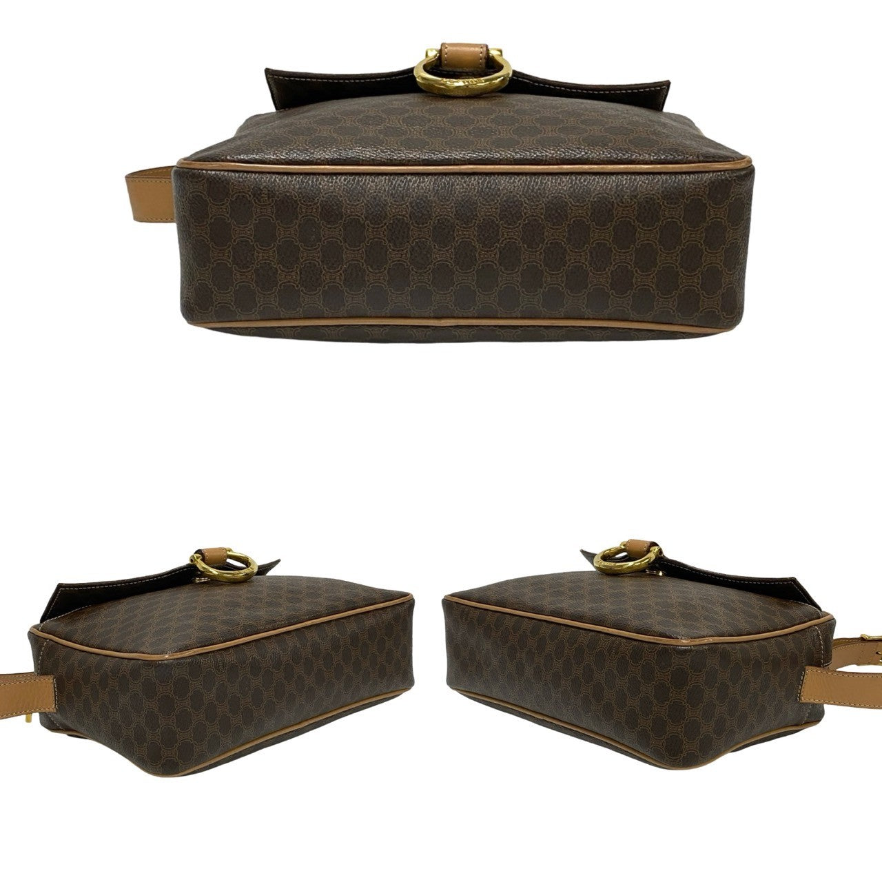 CELINE Shoulder Bag Leather, PVC Brown Macadam Blason Triomphe logo Pattern Women Used Authentic