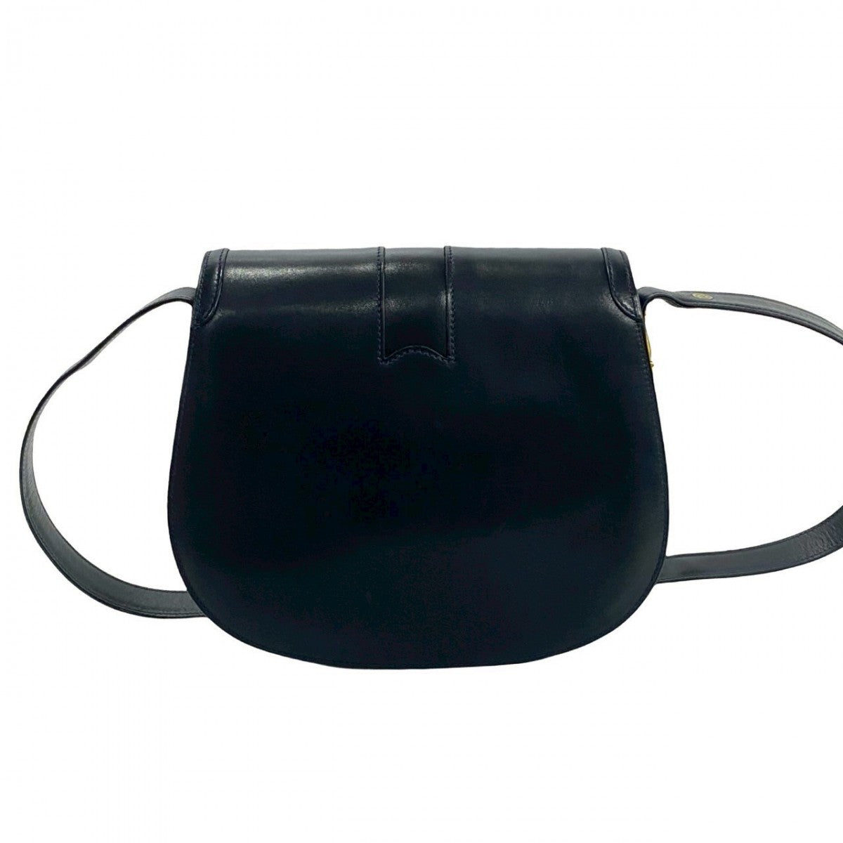 GUCCI Shoulder Bag leather Navy GG logo Metal Women Used Authentic