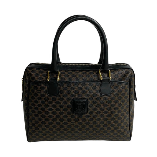 CELINE Handbag Leather, PVC Brown Macadam Blason Triomphe Pattern mens(Unisex) Used Authentic