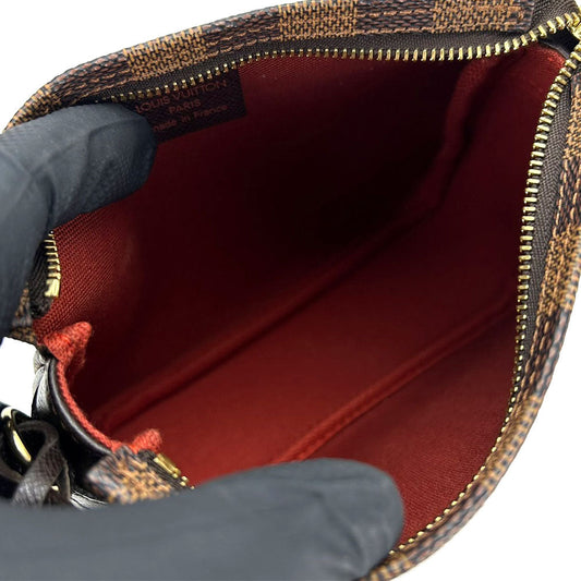 LOUIS VUITTON Pouch N51982 Damier canvas Brown Truth makeup Women Used Authentic