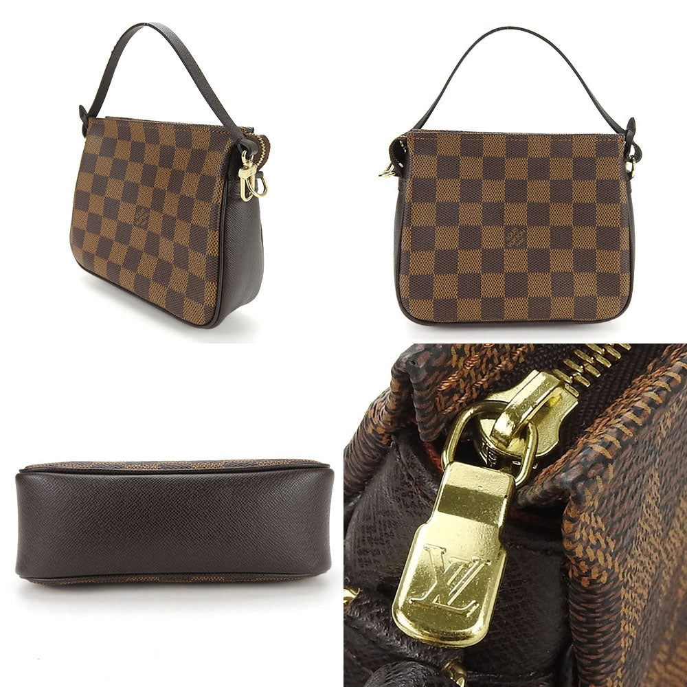 LOUIS VUITTON Pouch N51982 Damier canvas Brown Truth makeup Women Used Authentic