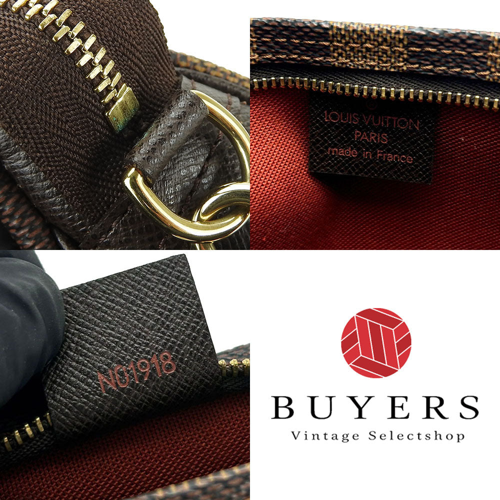 LOUIS VUITTON Pouch N51982 Damier canvas Brown Truth makeup Women Used Authentic