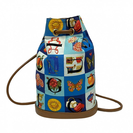 GUCCI Backpack Leather, Canvas multicolor Overall handle Shimo Women Used Authentic